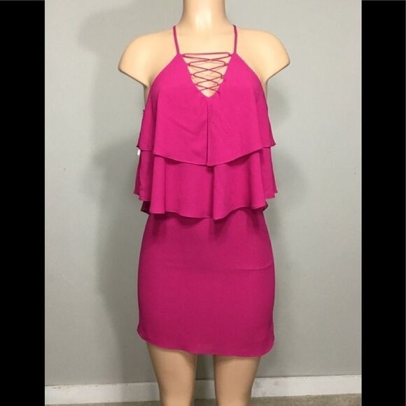Ali & jay fushia flounce dress. NWT - Picture 2 of 8
